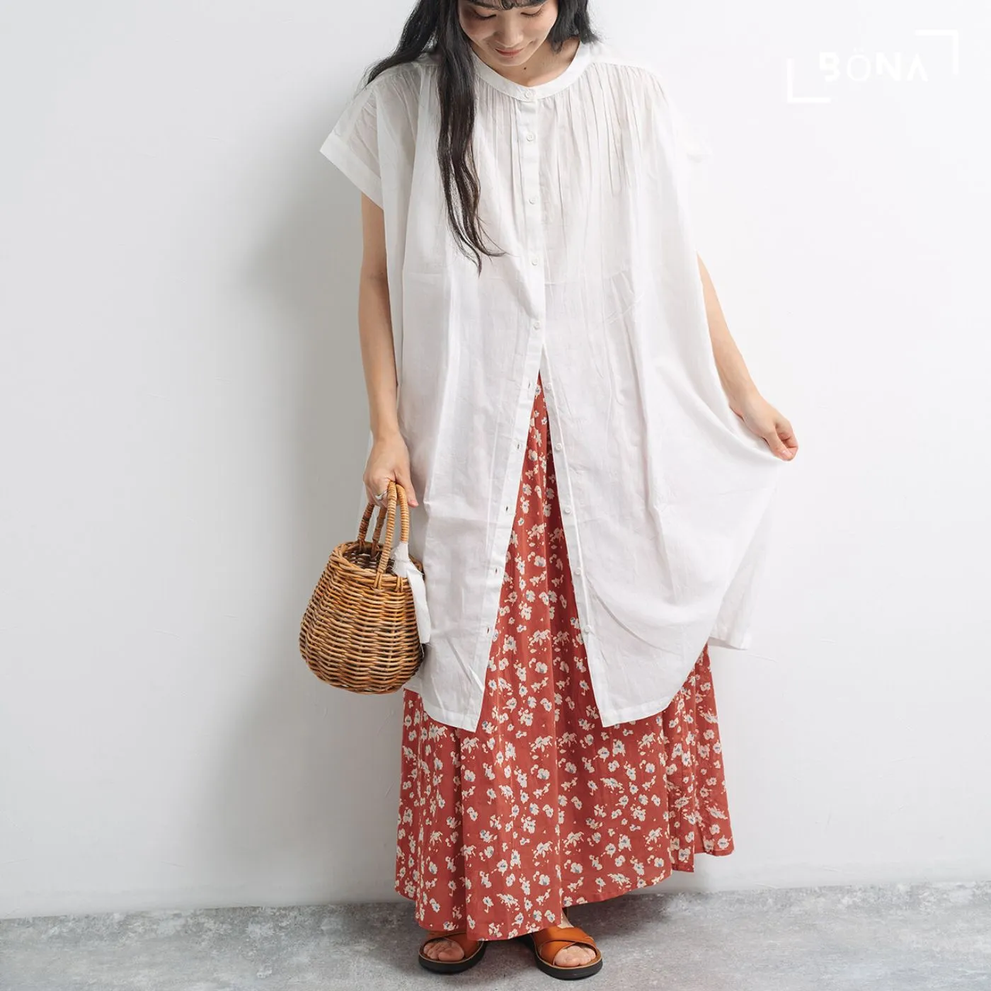 純棉印花半截裙 Cotton Flowral-Printed Skirt