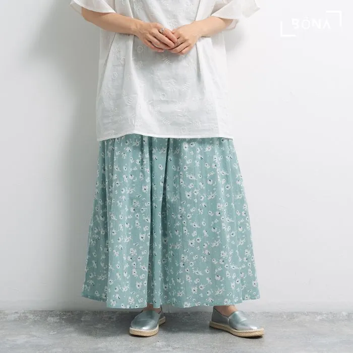 純棉印花半截裙 Cotton Flowral-Printed Skirt