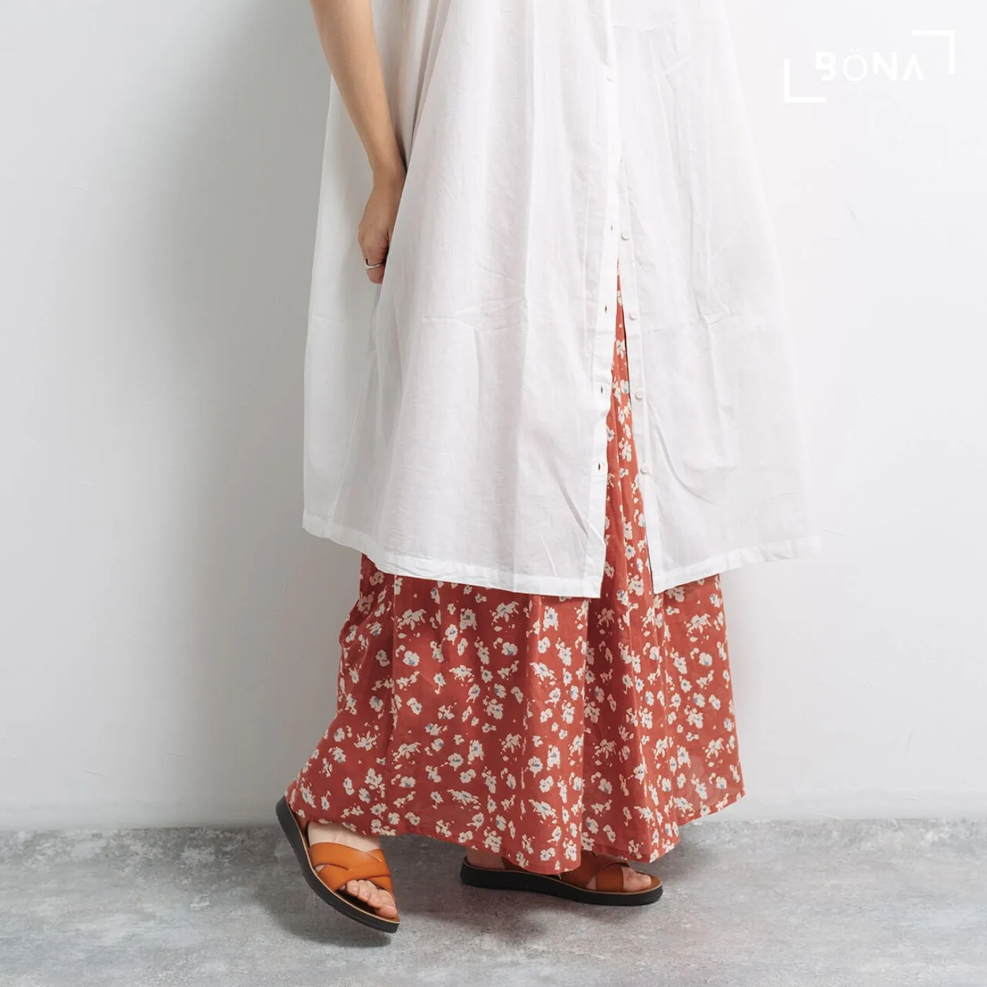 純棉印花半截裙 Cotton Flowral-Printed Skirt