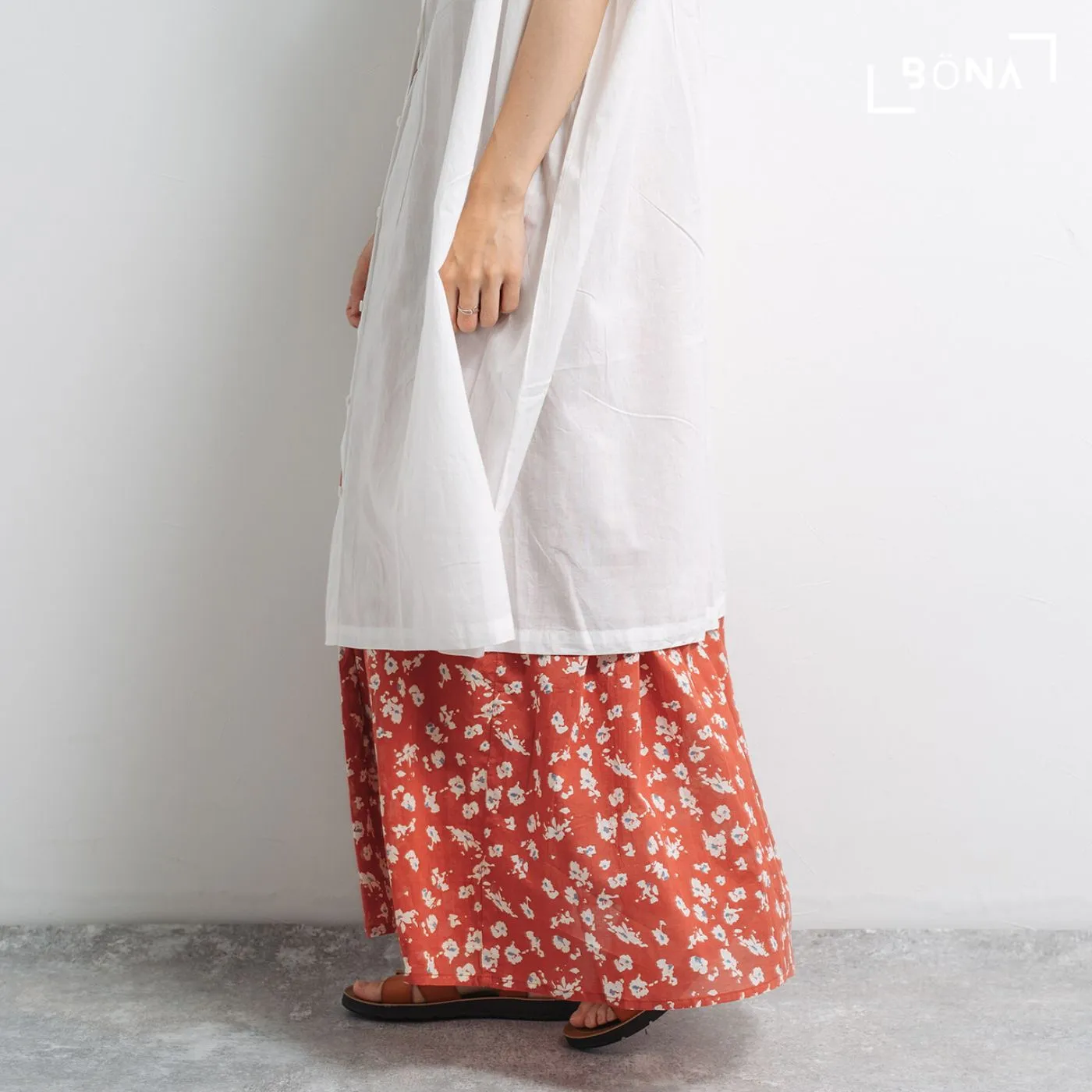 純棉印花半截裙 Cotton Flowral-Printed Skirt