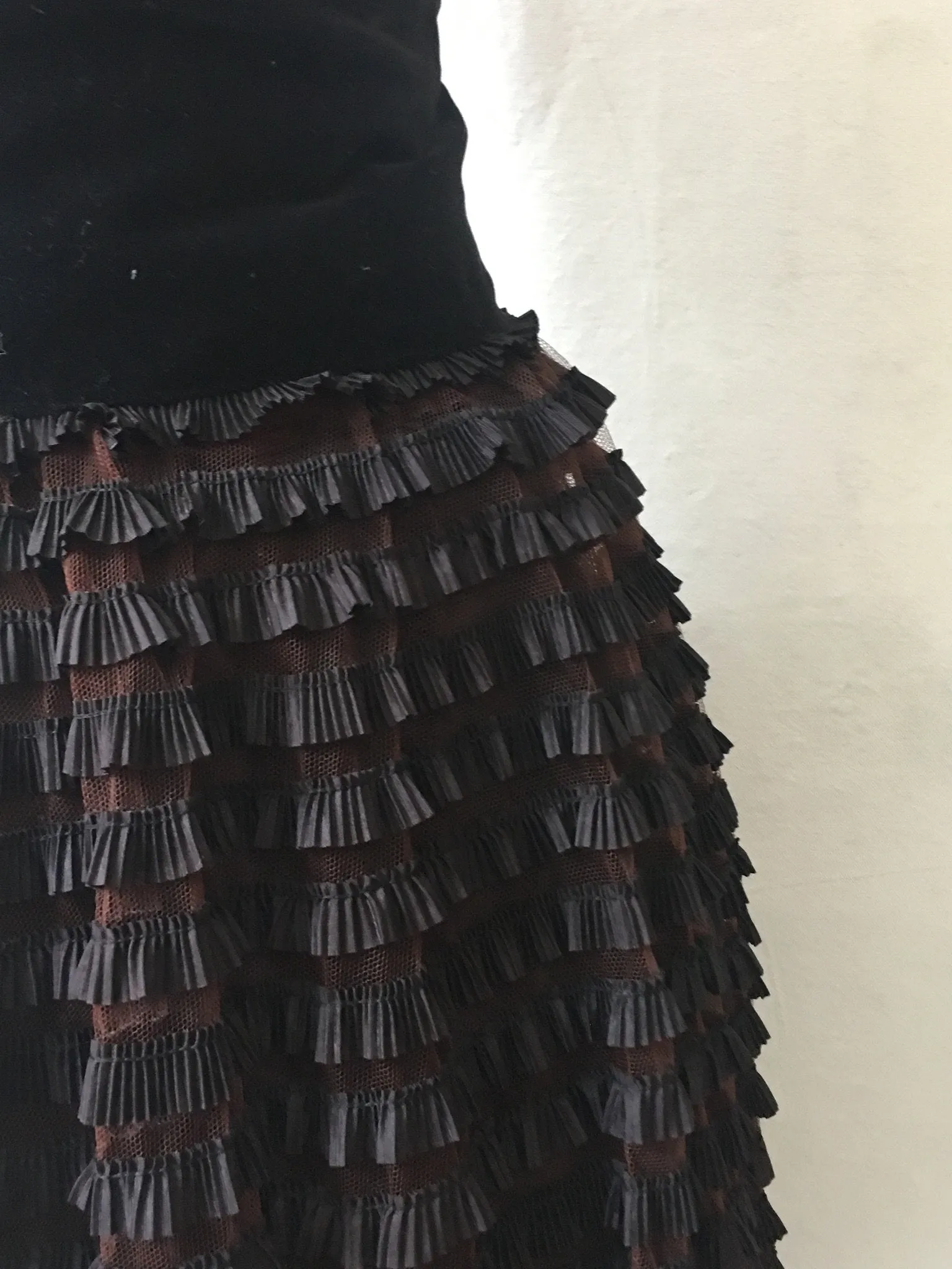 1950s Black/Brown Tulle Party Dress with two skirt options