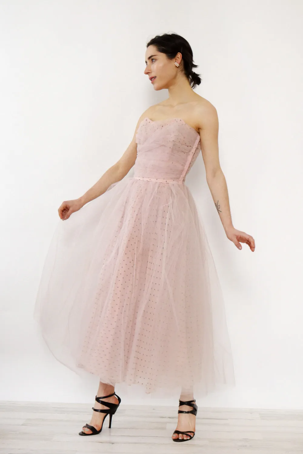 1950s Cotton Candy Tulle Party Dress XS