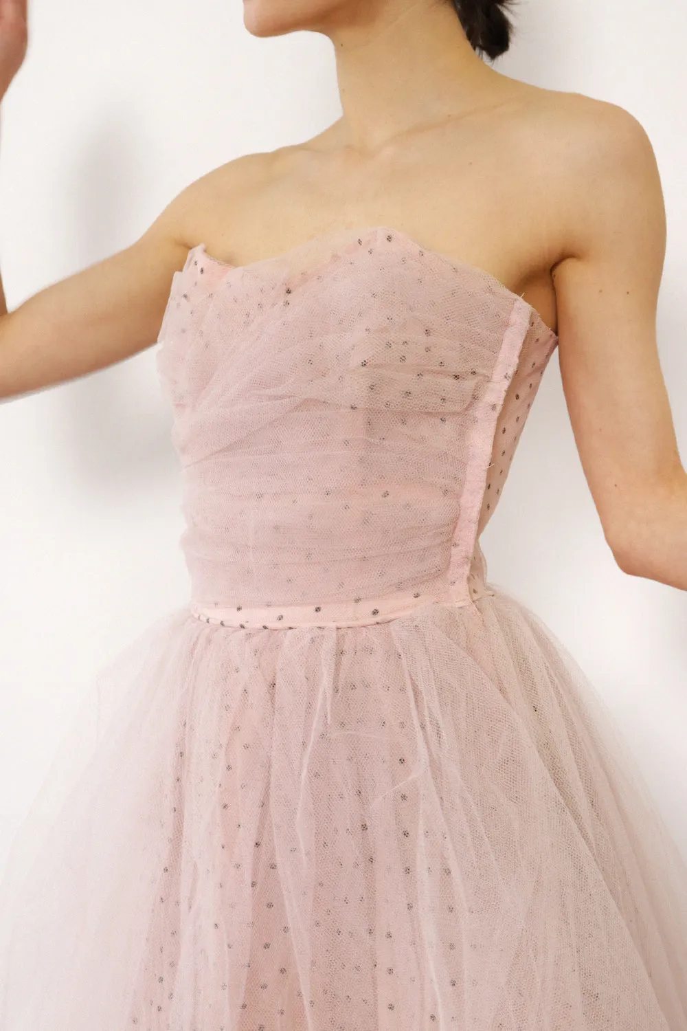 1950s Cotton Candy Tulle Party Dress XS