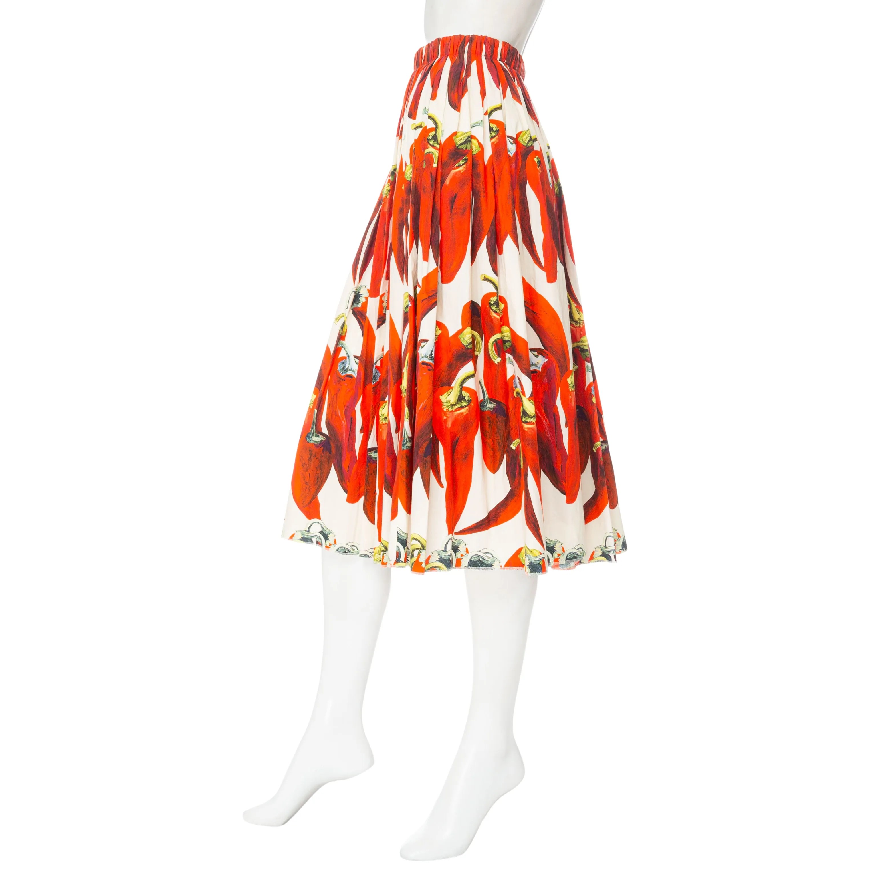 2012 Chili Pepper Print Cotton A-Line Skirt