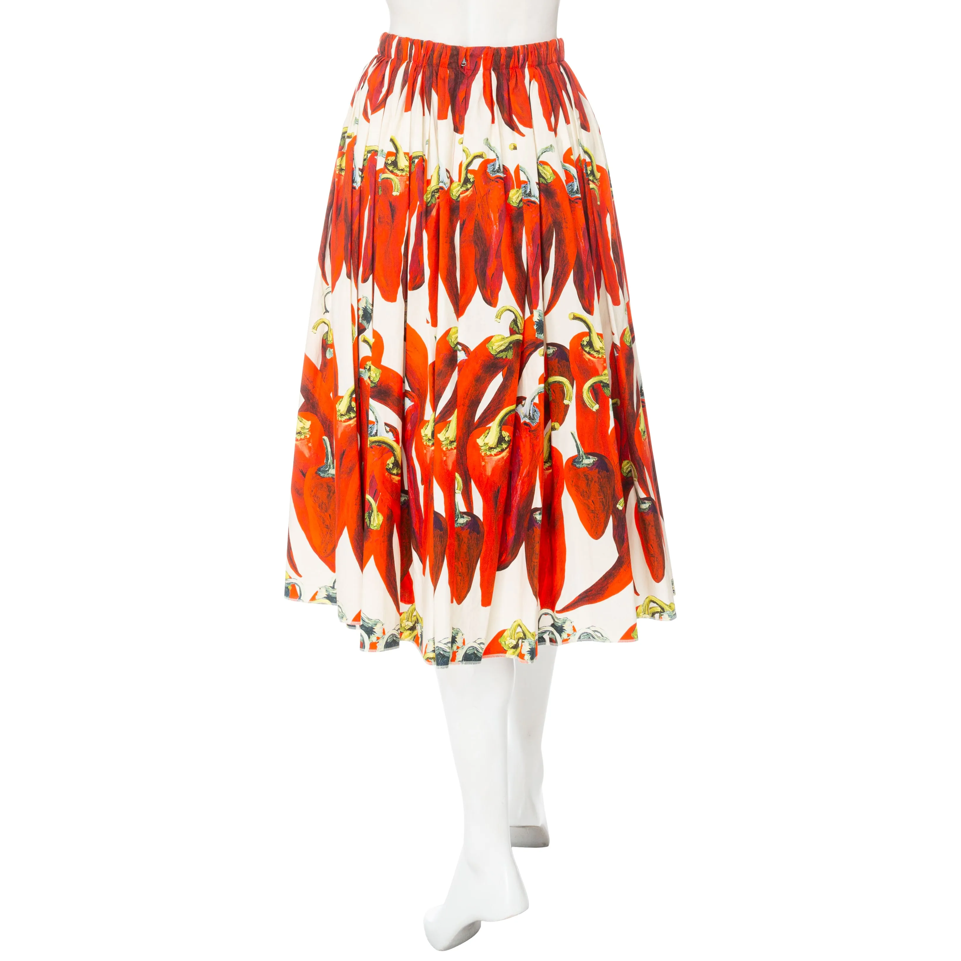 2012 Chili Pepper Print Cotton A-Line Skirt