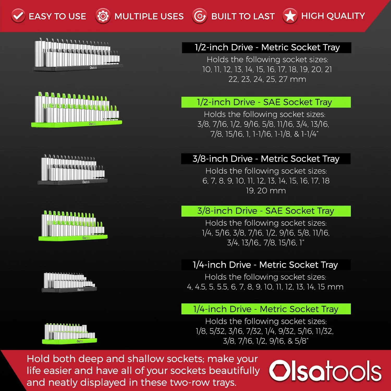 6pc 2-Row Socket Trays