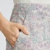 A-Line Clematis Garden Print Linen Skirt