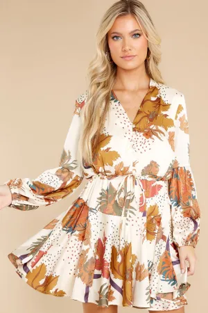 A Little Delight Ivory Floral Print Dress