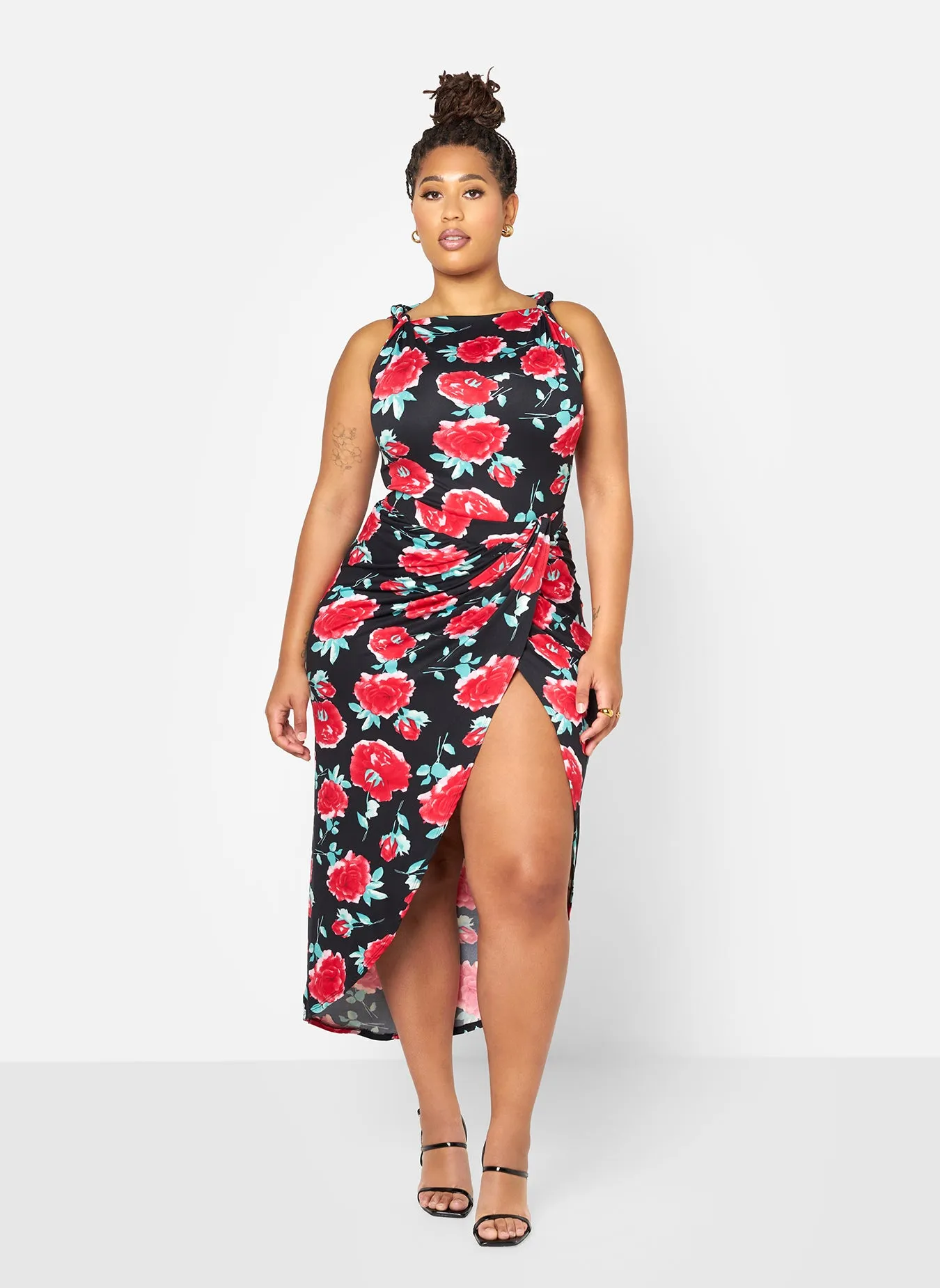 Abigail Floral Draped Midi Skirt