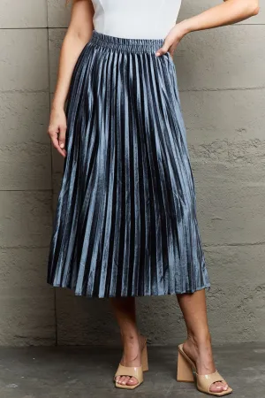 Accordion Pleated Flowy Midi Skirt