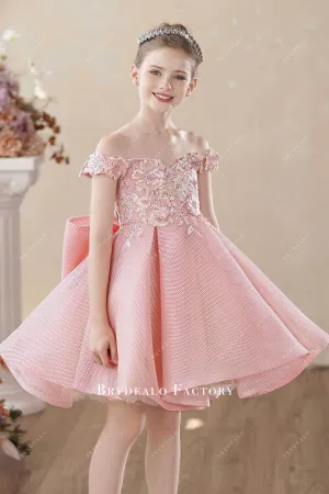 Adorable Large Bowknot Back Tea-Length Flower Girl Dress