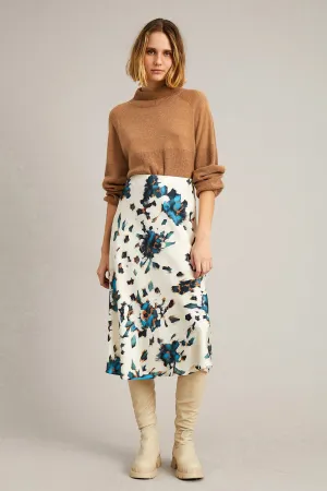 Alook Floral-Print Silk Skirt