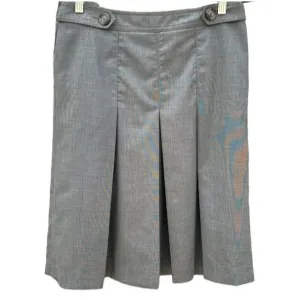 Apostrophe Stretch Pleated Gray A Line Knee Length Preppy School Skirt Women's 8