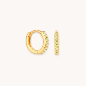 August Birthstone Huggies in Gold with Peridot CZ