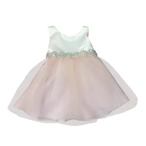 Baby Girls Blush Satin Tulle Rhinestone Flower Girl Dress 6-24M