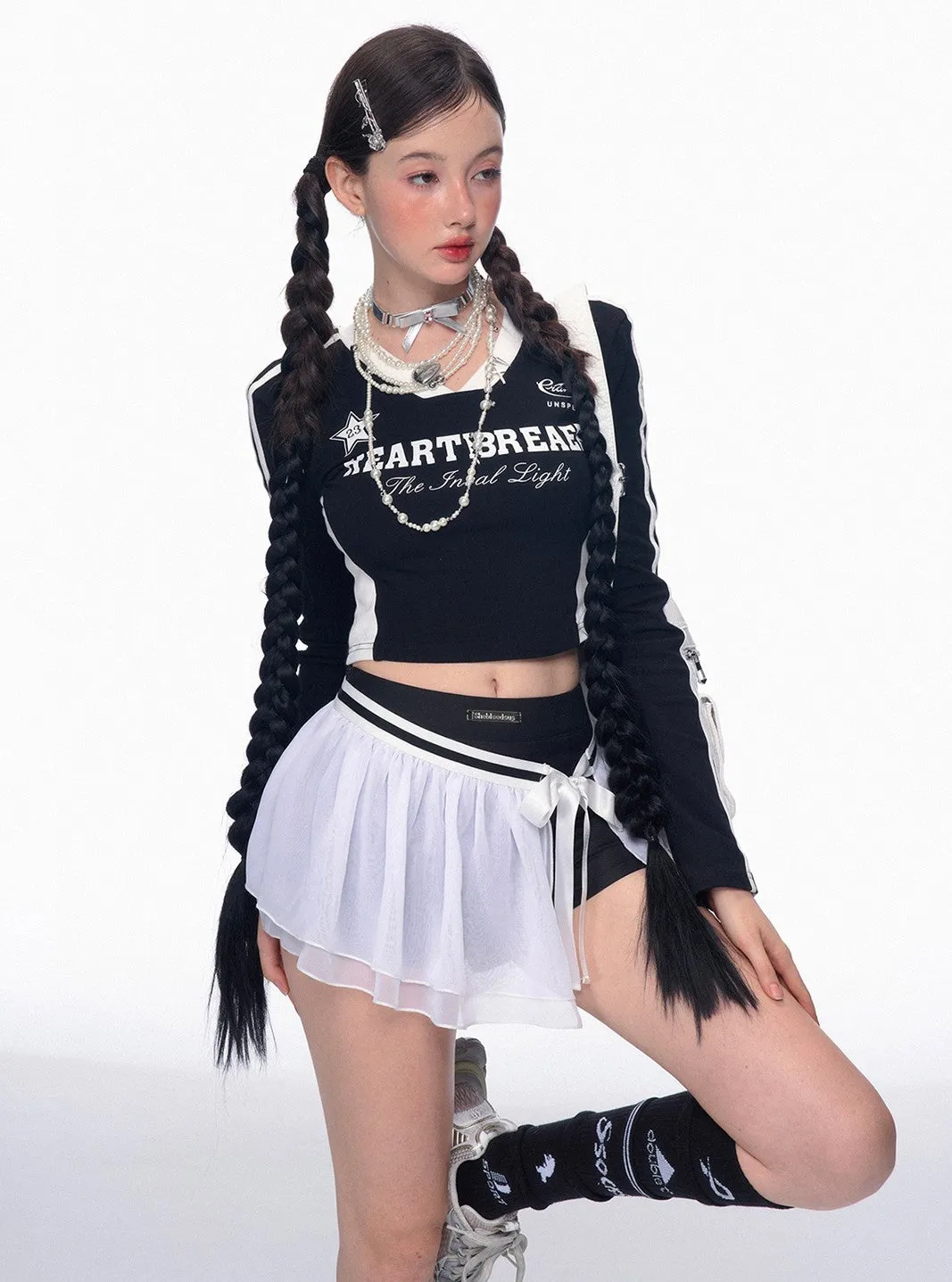 Ballet Style A-line Thin White Mesh Curtain Skirt/Shorts DIA0198