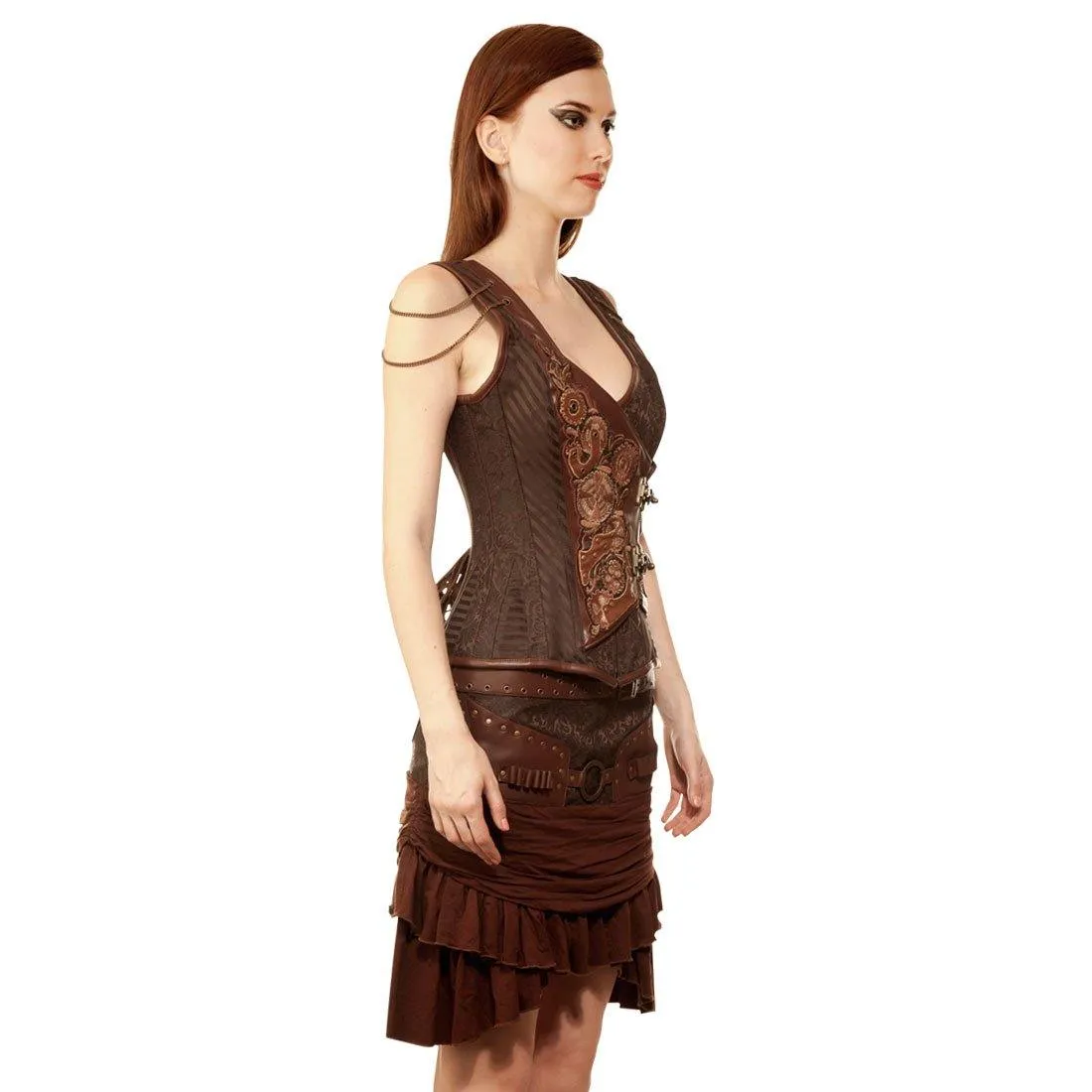 Bamard Couture Steampunk Authentic Steel Boned Overbust Corset Dress