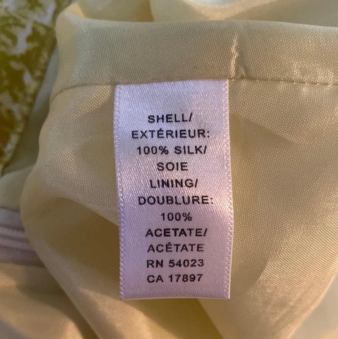 Banana Republic Silk Lime Green Floral Skirt UK Size 12