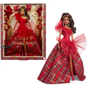 Barbie 2024 Holiday Barbie Dolls, Seasonal Collector Gift, Barbie Signature, Plaid Gown With Red Bow