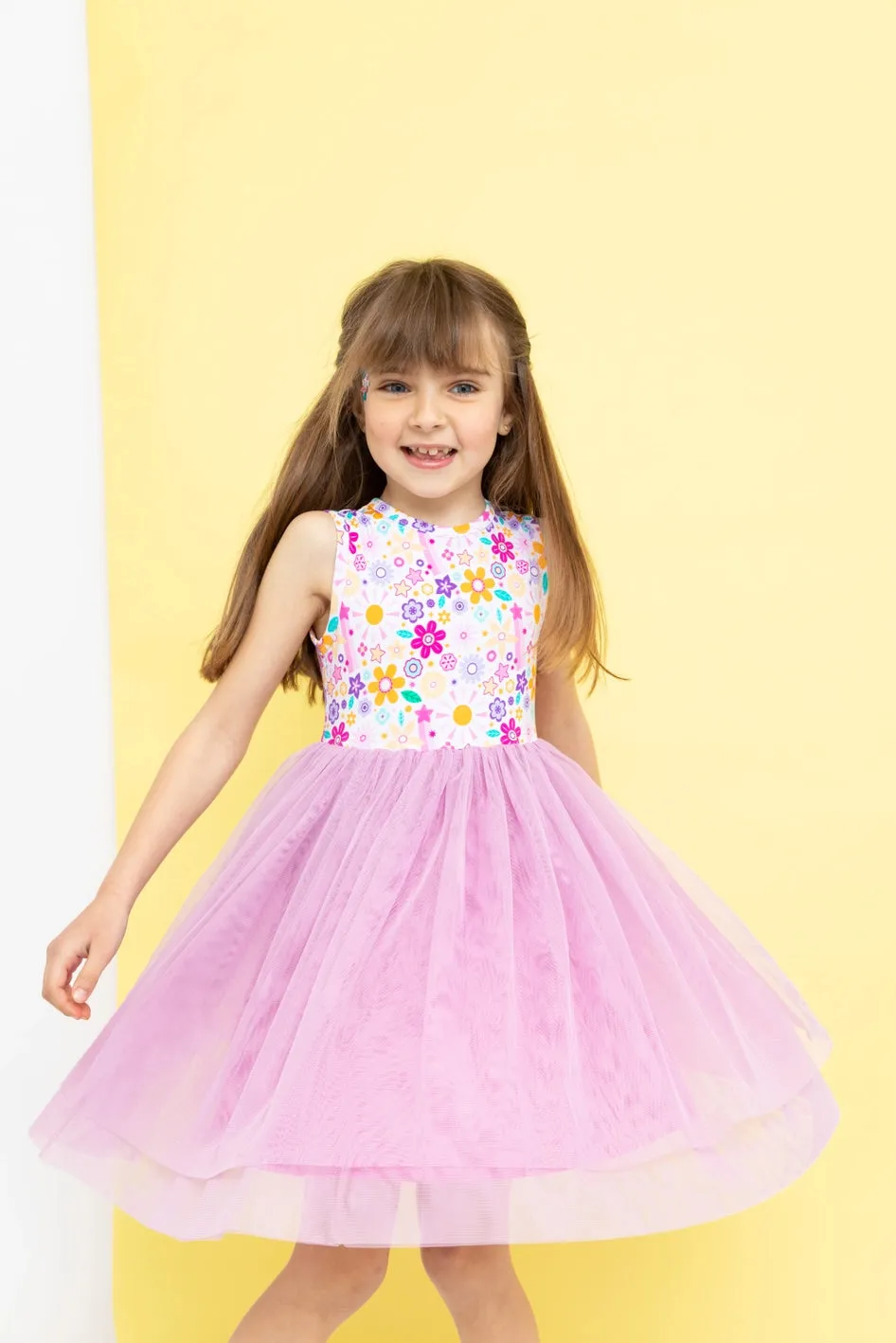 Bird & Bean Bamboo Tulle Dress - Flower Power