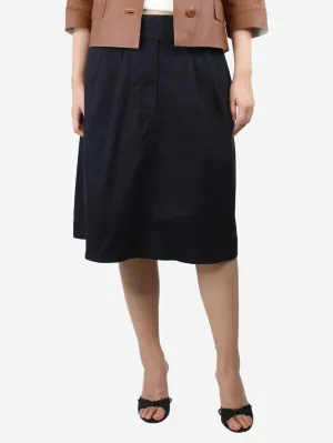 Black A-line cotton midi skirt - size M