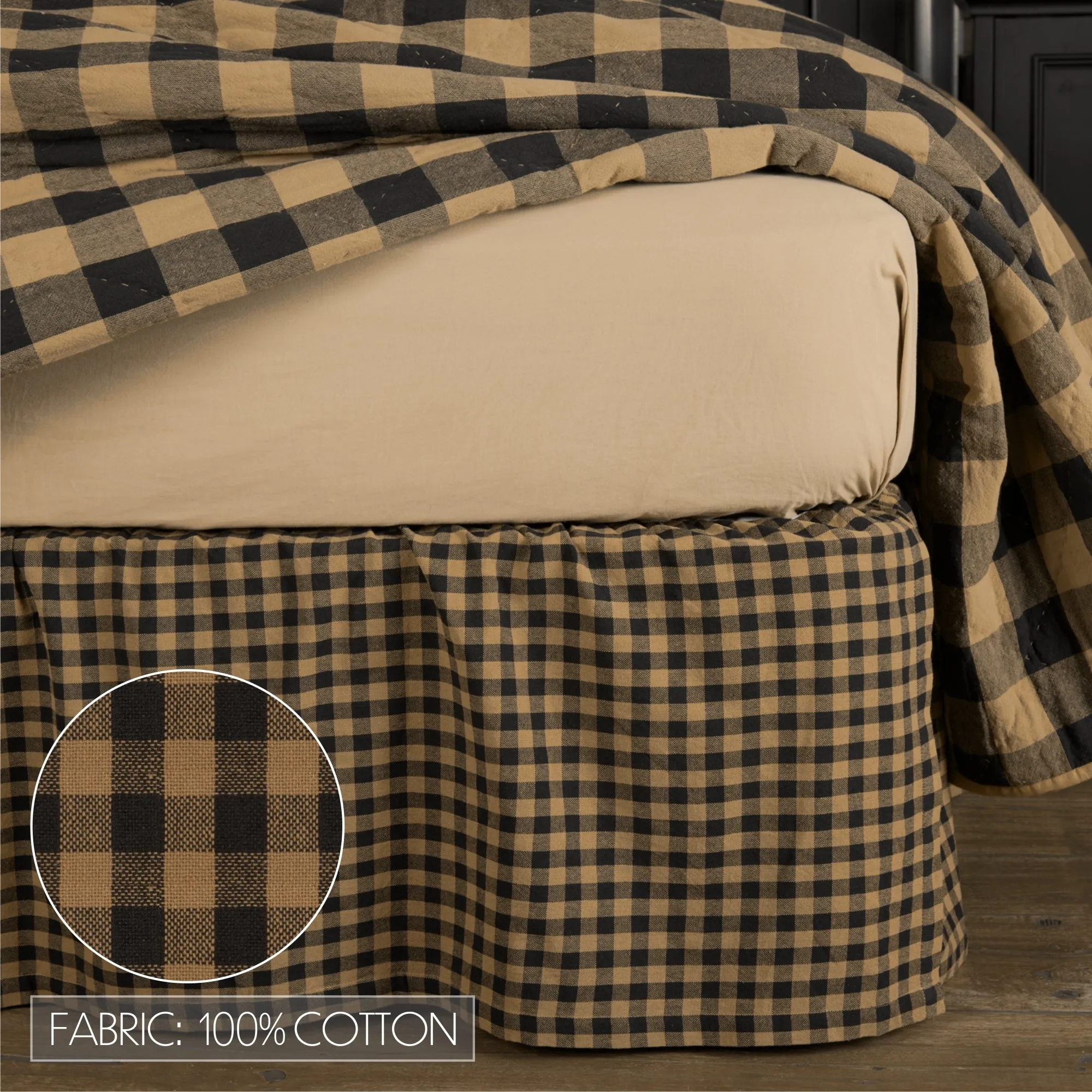 Black Check Twin Bed Skirt 39x76x16