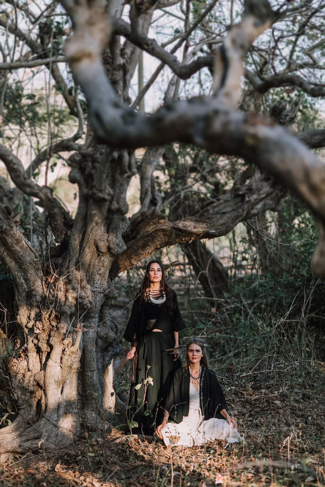 Black Handwoven Linen Wrap Gypsy Maxi Skirt