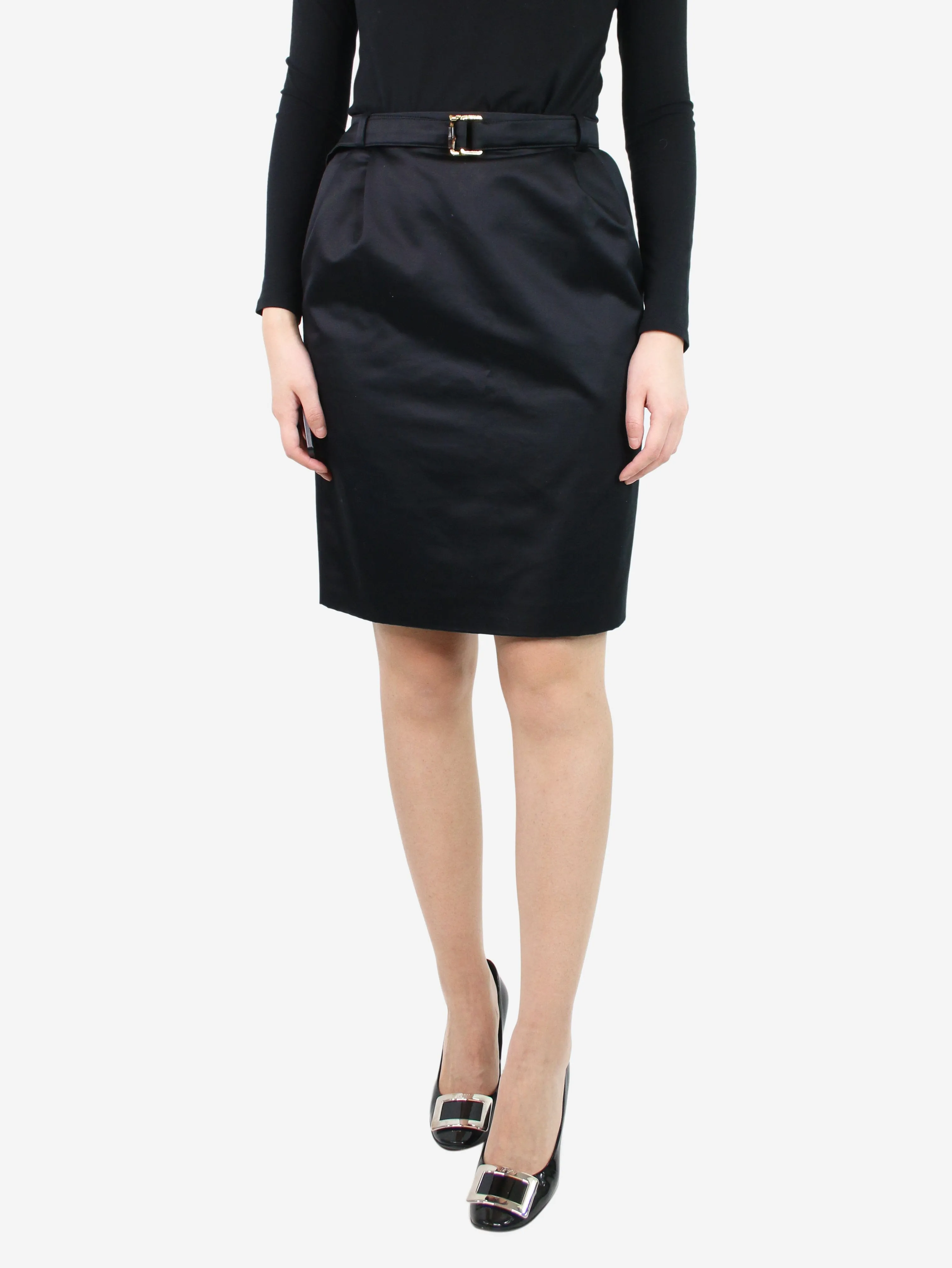 Black skirt with belt - size UK 8