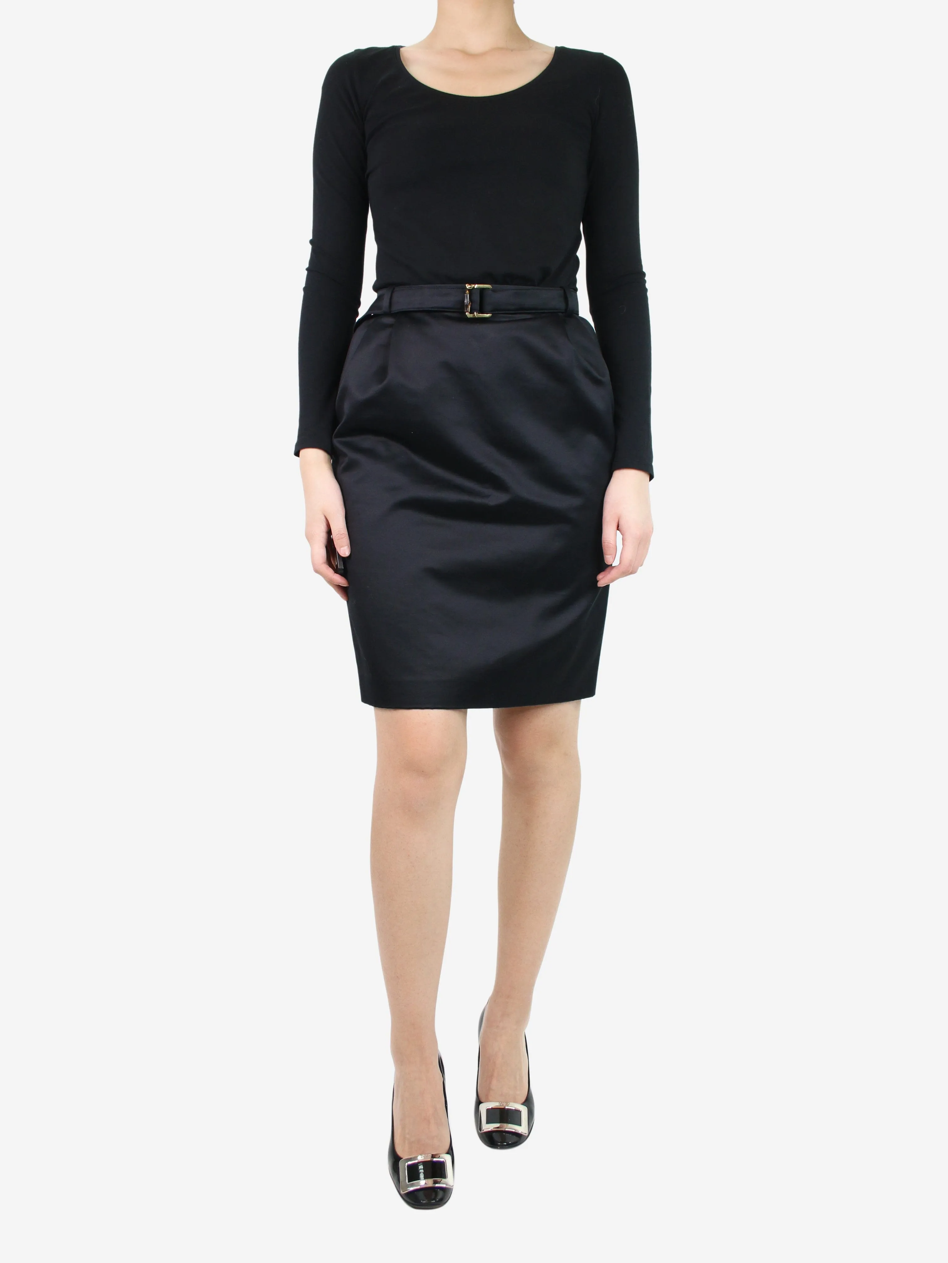 Black skirt with belt - size UK 8