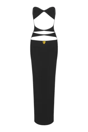 BLACK TRIANGLE CUT-OUT MAXI DRESS