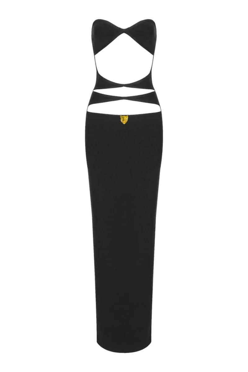 BLACK TRIANGLE CUT-OUT MAXI DRESS