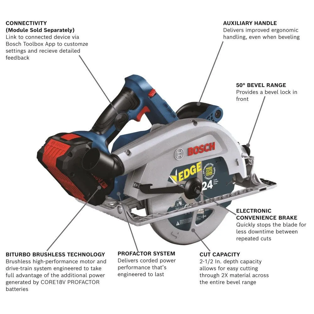 Bosch GKS18V-25CB14 PROFACTOR 18V Connected-Ready 7-1/4 In. Circular Saw Kit with (1) CORE18V 8 Ah High Power Battery