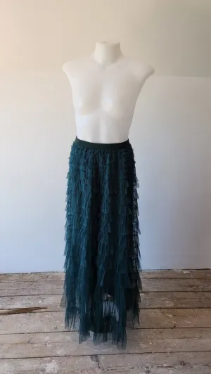 Bottle Green Tulle Skirt