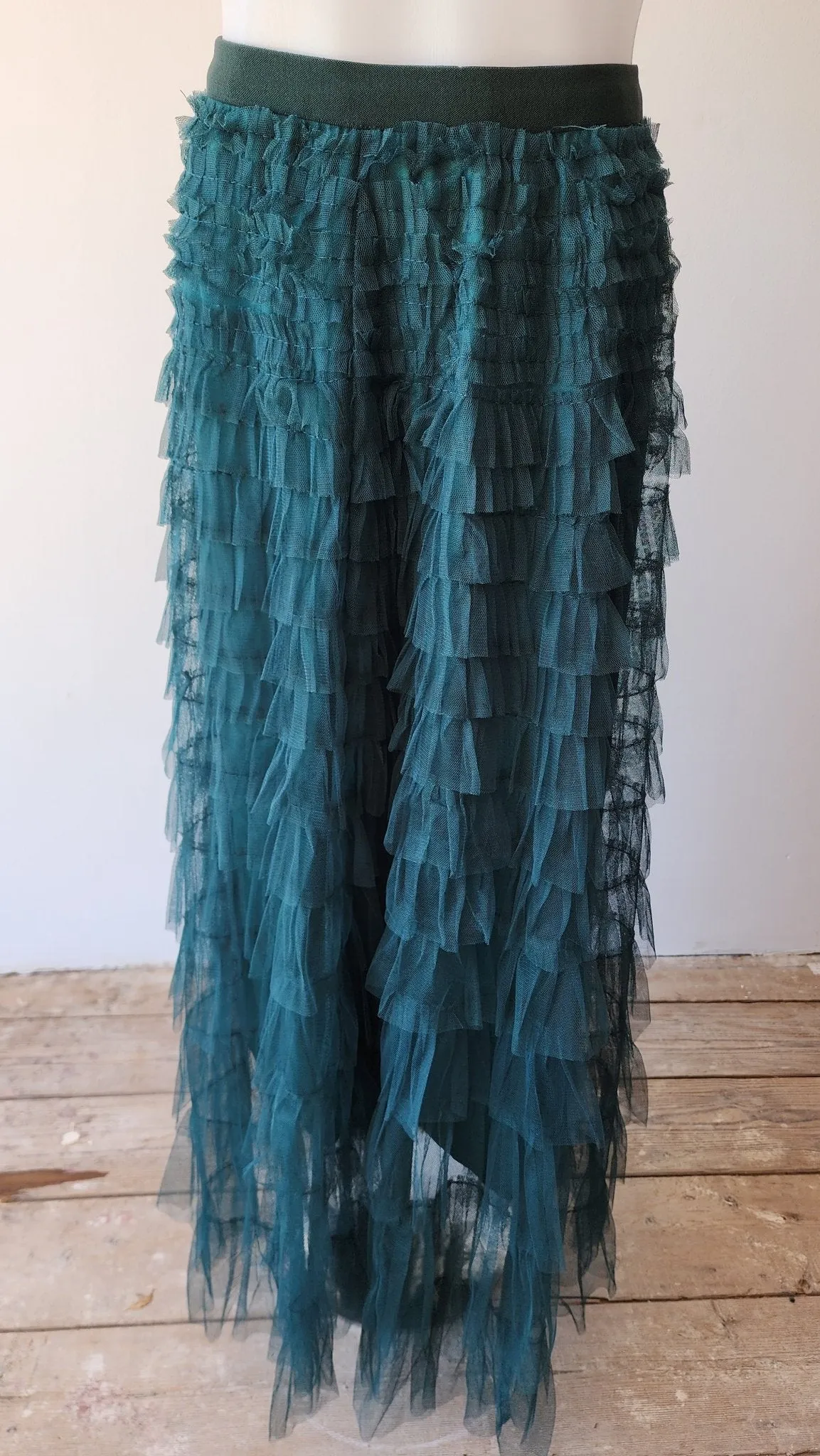 Bottle Green Tulle Skirt