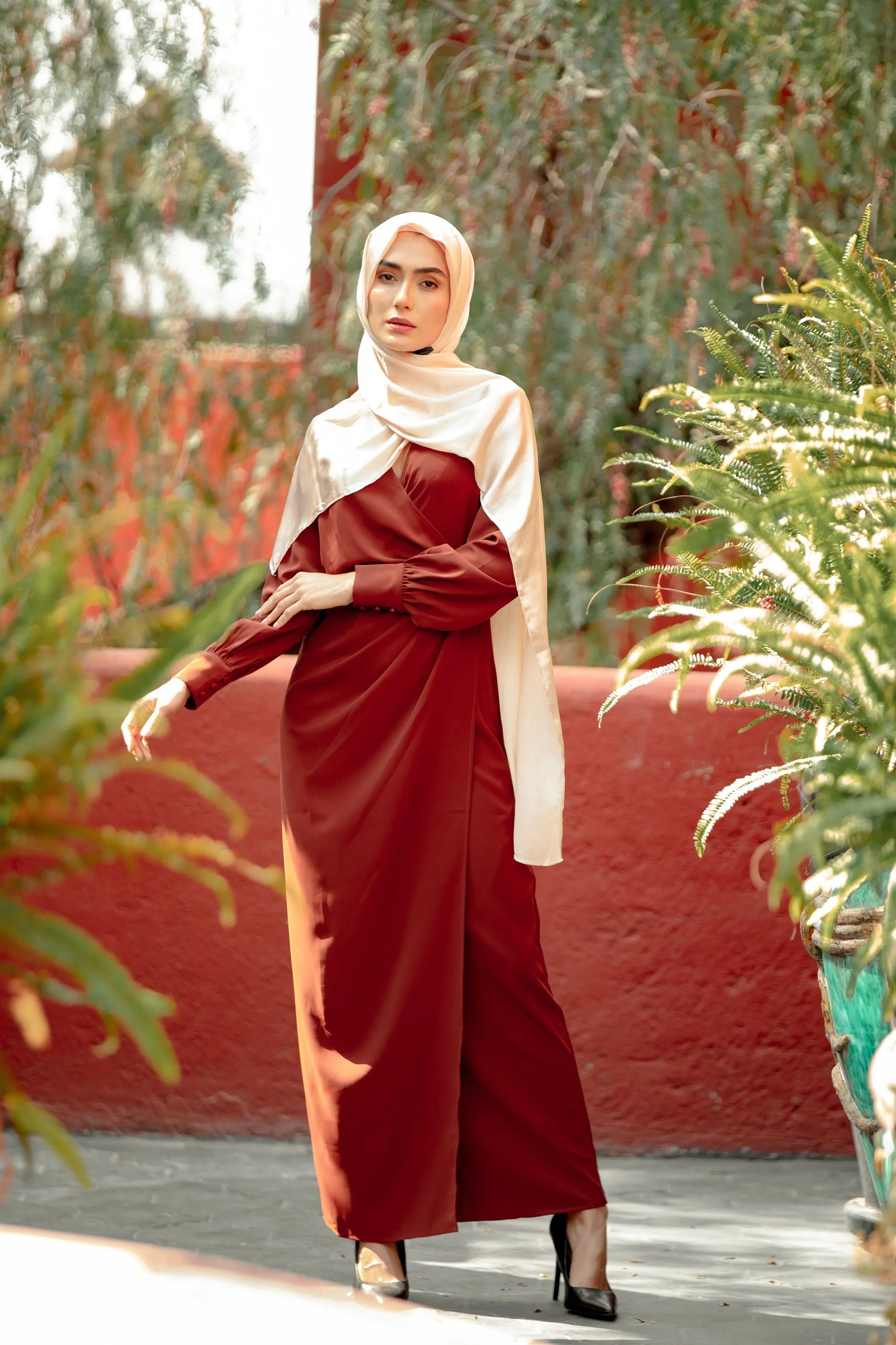 Brown Wrap Maxi Dress