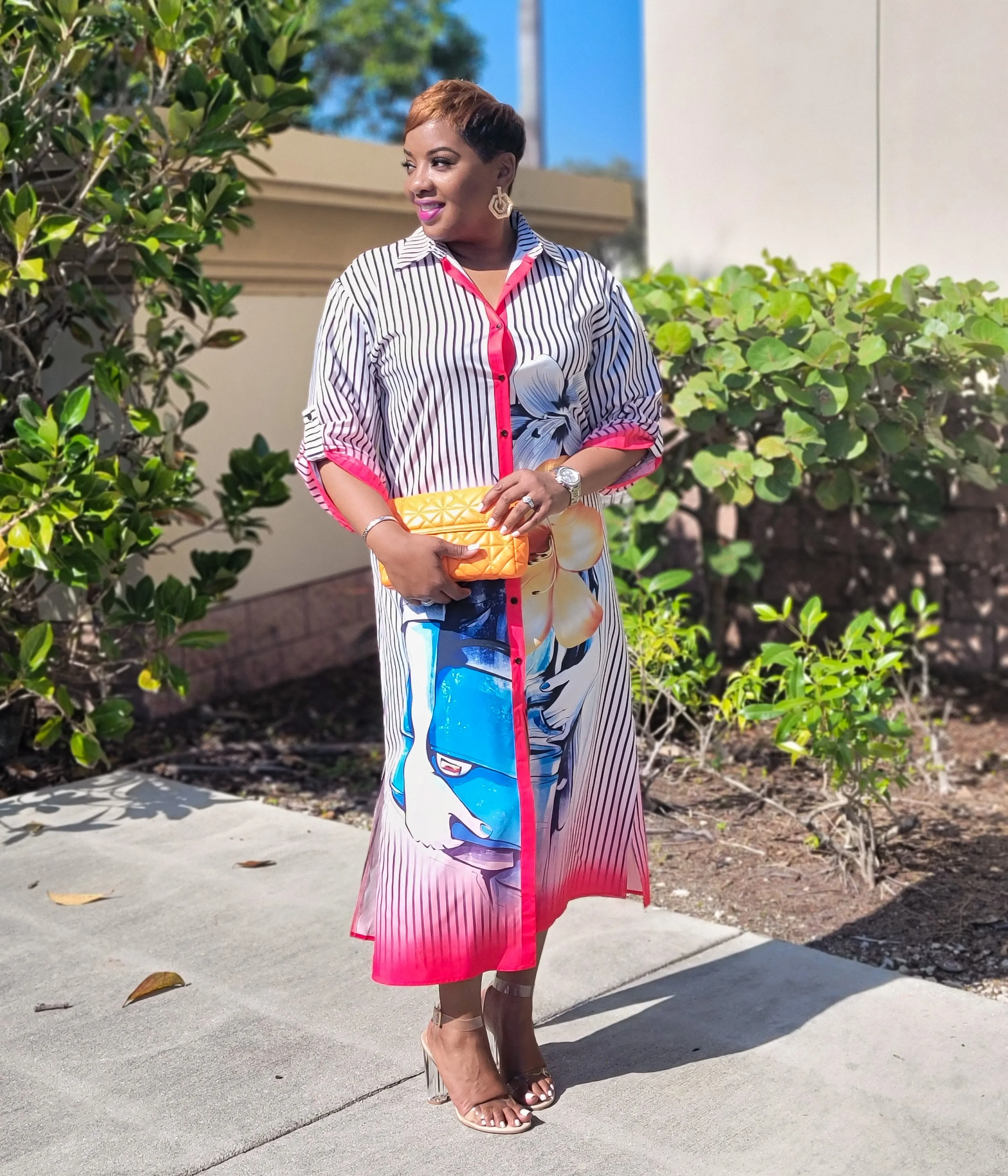 Colored Canvas Shirt Dress