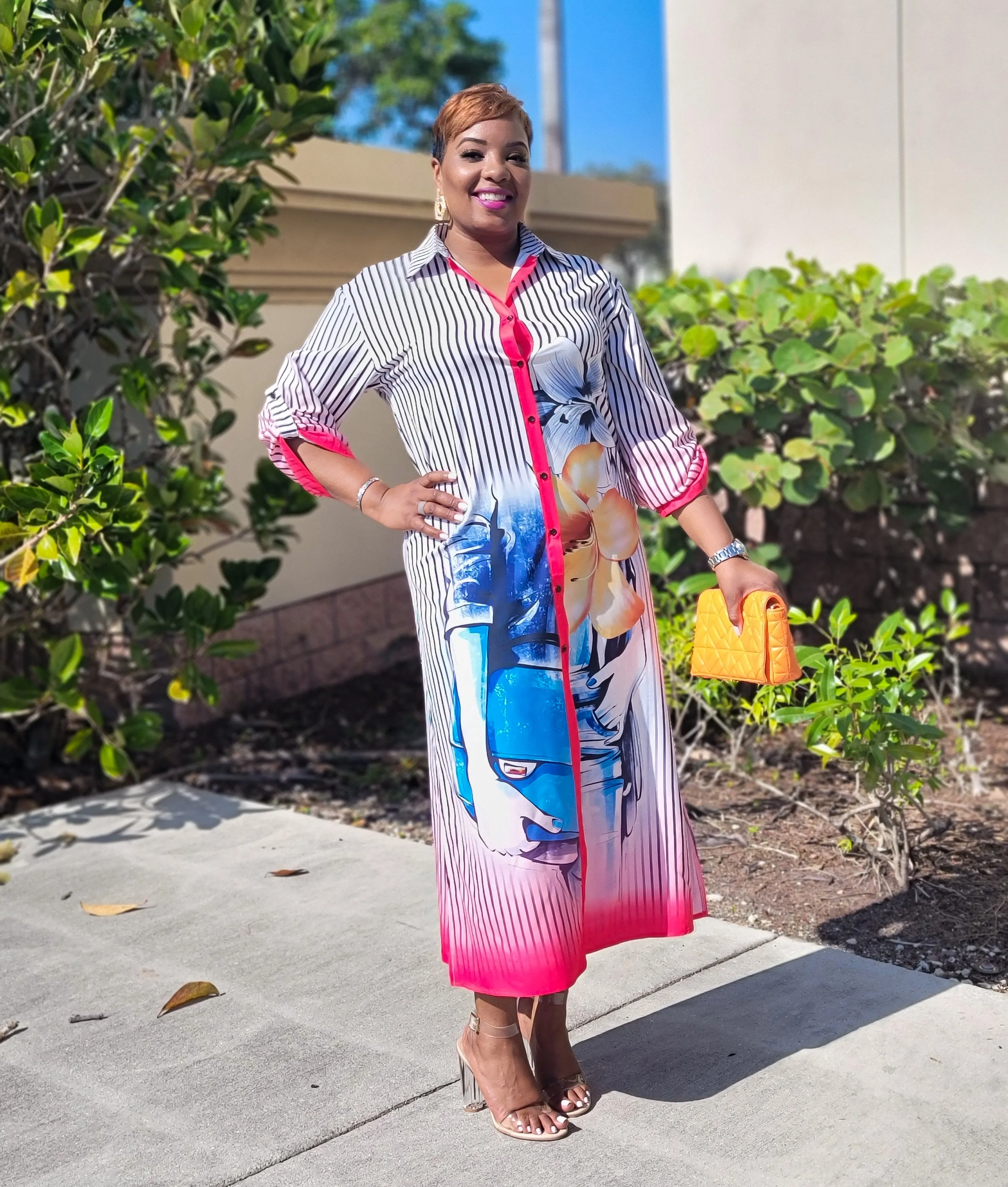 Colored Canvas Shirt Dress