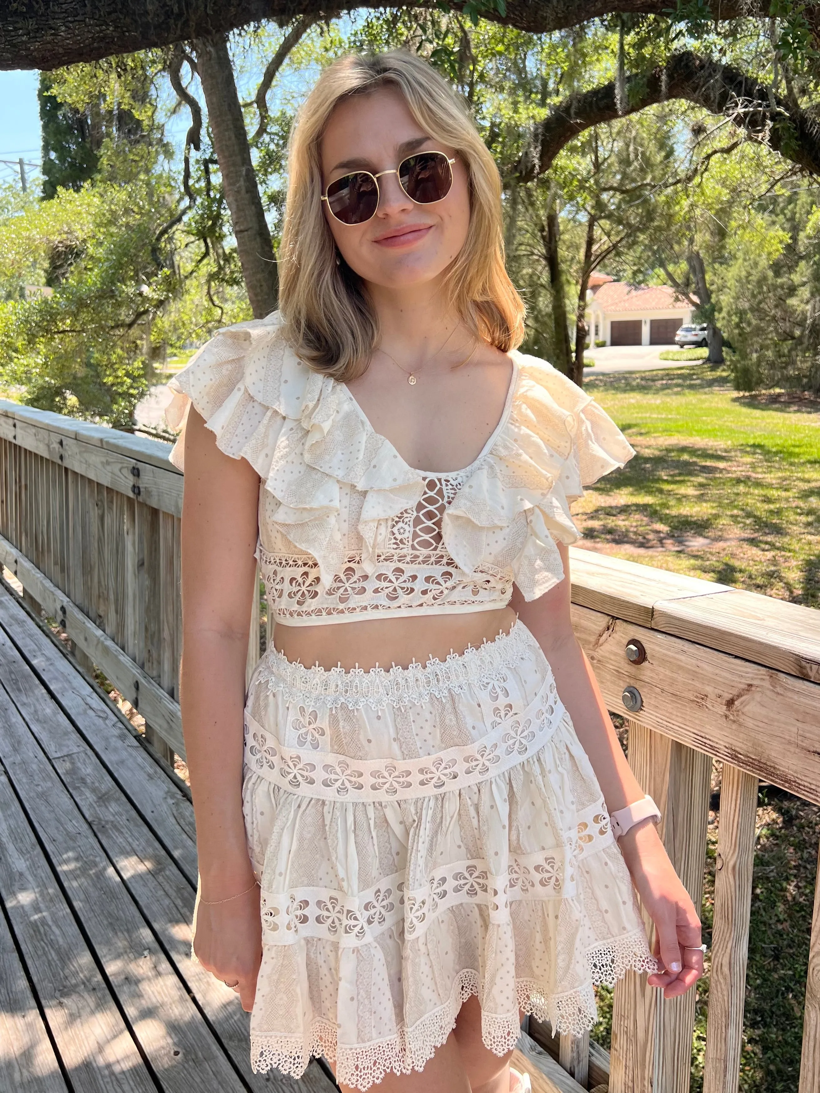 CYRUS FLORAL TOP IN CREAM