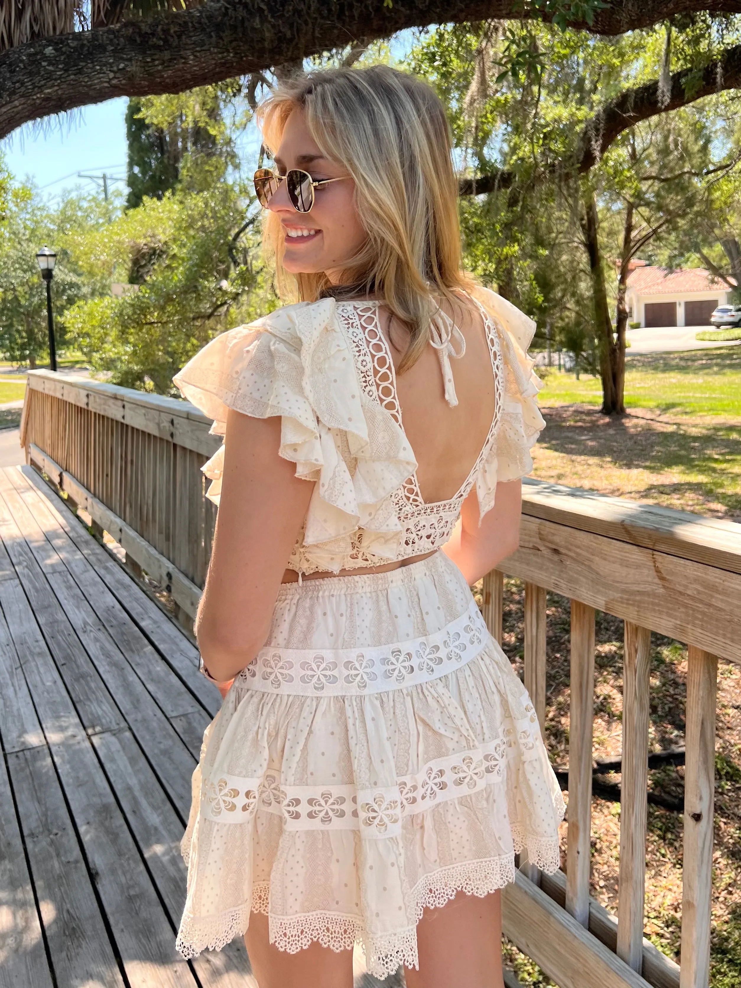 CYRUS FLORAL TOP IN CREAM