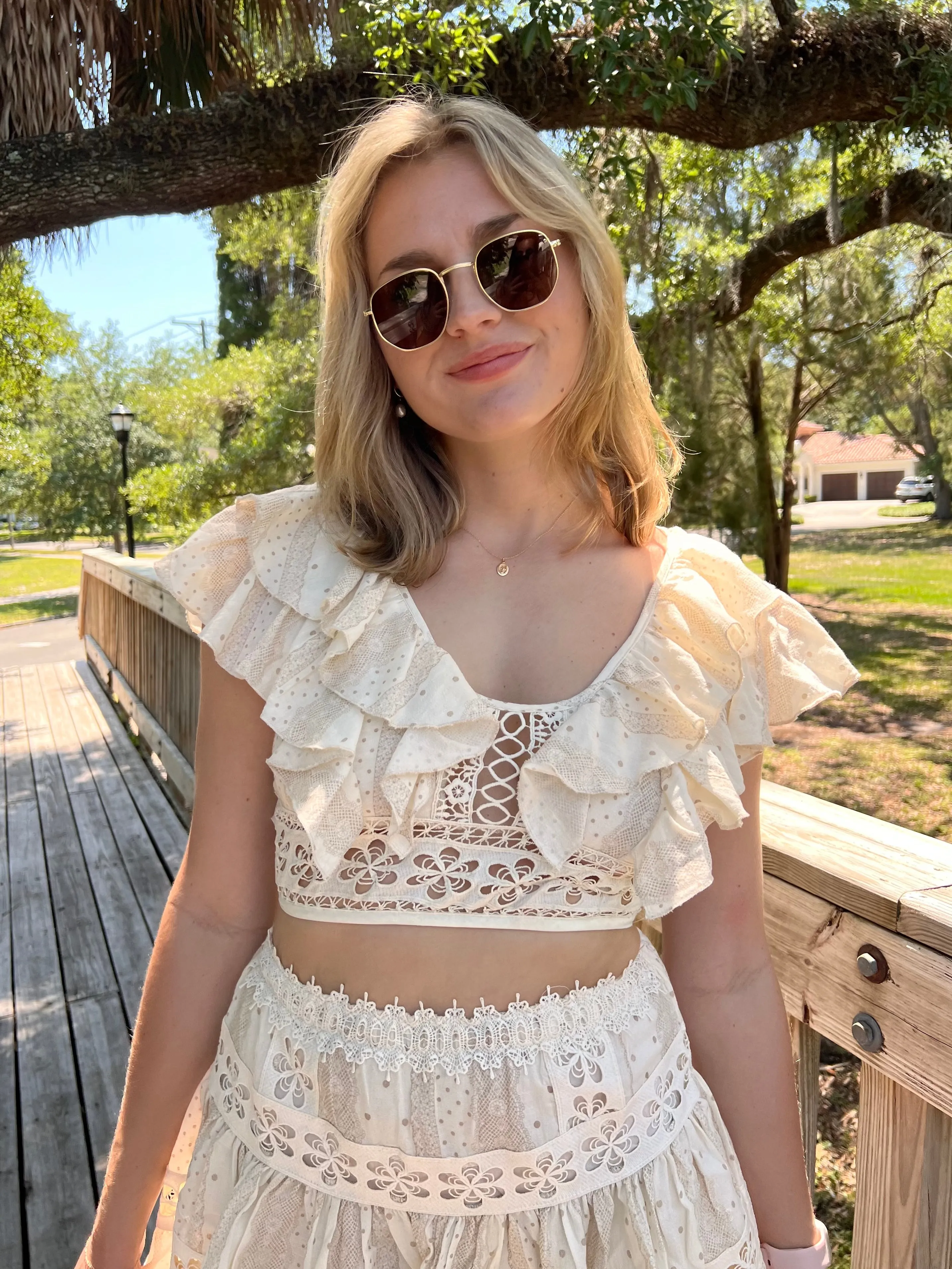 CYRUS FLORAL TOP IN CREAM