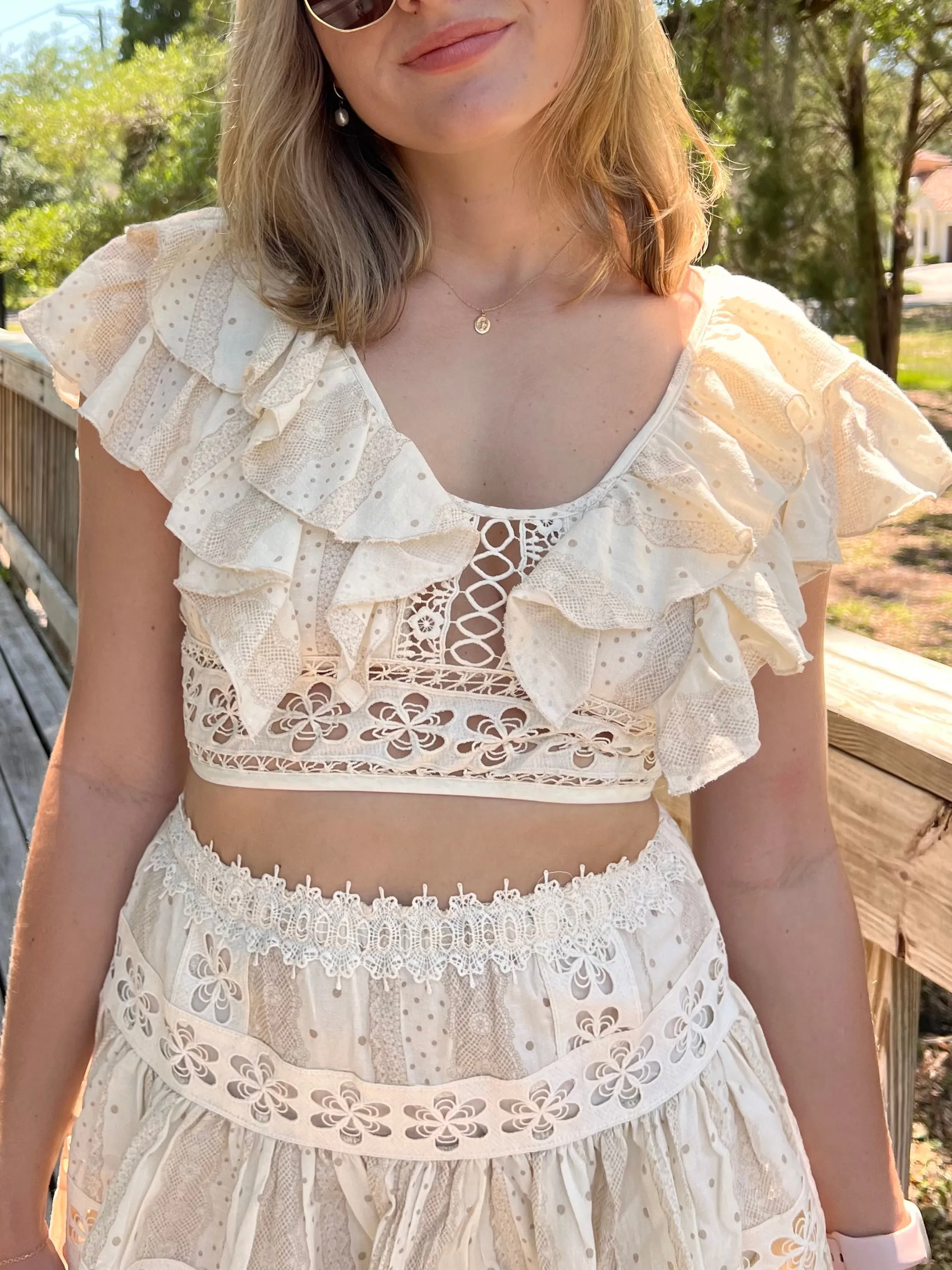 CYRUS FLORAL TOP IN CREAM