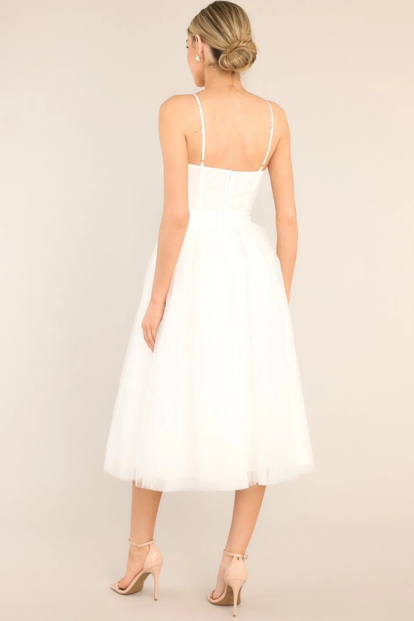 Dance On Air White Tulle Midi Dress