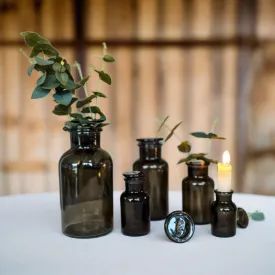 Dark Grey Glass Apothecary Bottle Vases with Lids - Wedding Vases