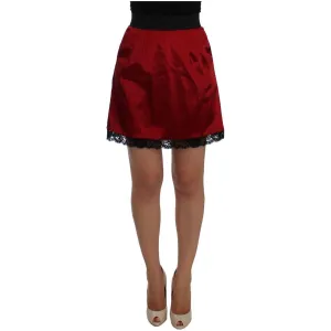 Dolce & Gabbana Elegant Red Lace High-Waist Skirt