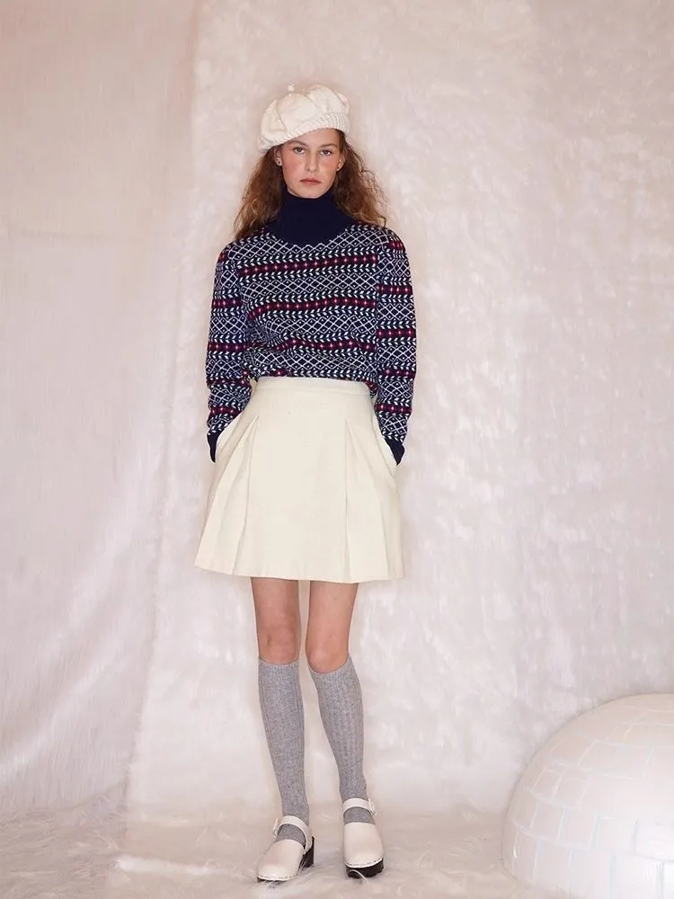 Double Pleat Tweed A-line Skirt【s0000005918】