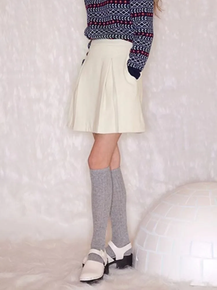 Double Pleat Tweed A-line Skirt【s0000005918】