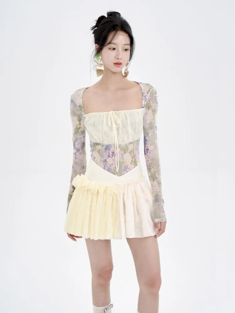 Embroidered Lace Patchwork Puffy Half Skirt【s0000008773】