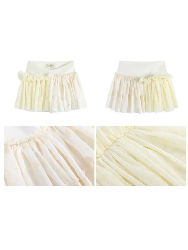 Embroidered Lace Patchwork Puffy Half Skirt【s0000008773】