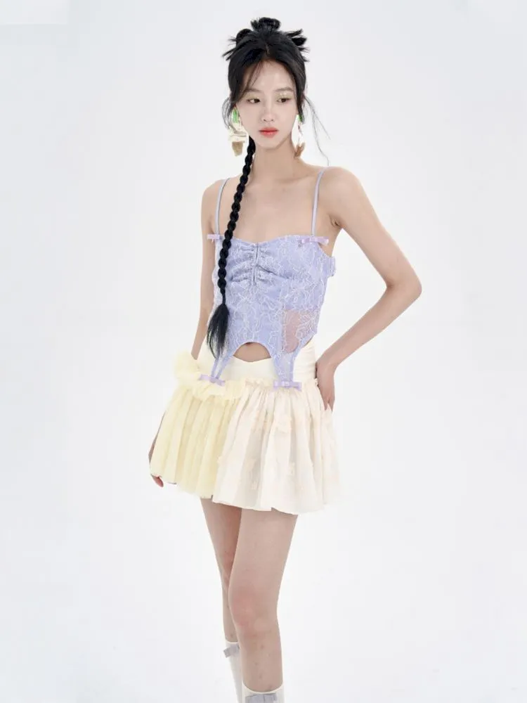 Embroidered Lace Patchwork Puffy Half Skirt【s0000008773】