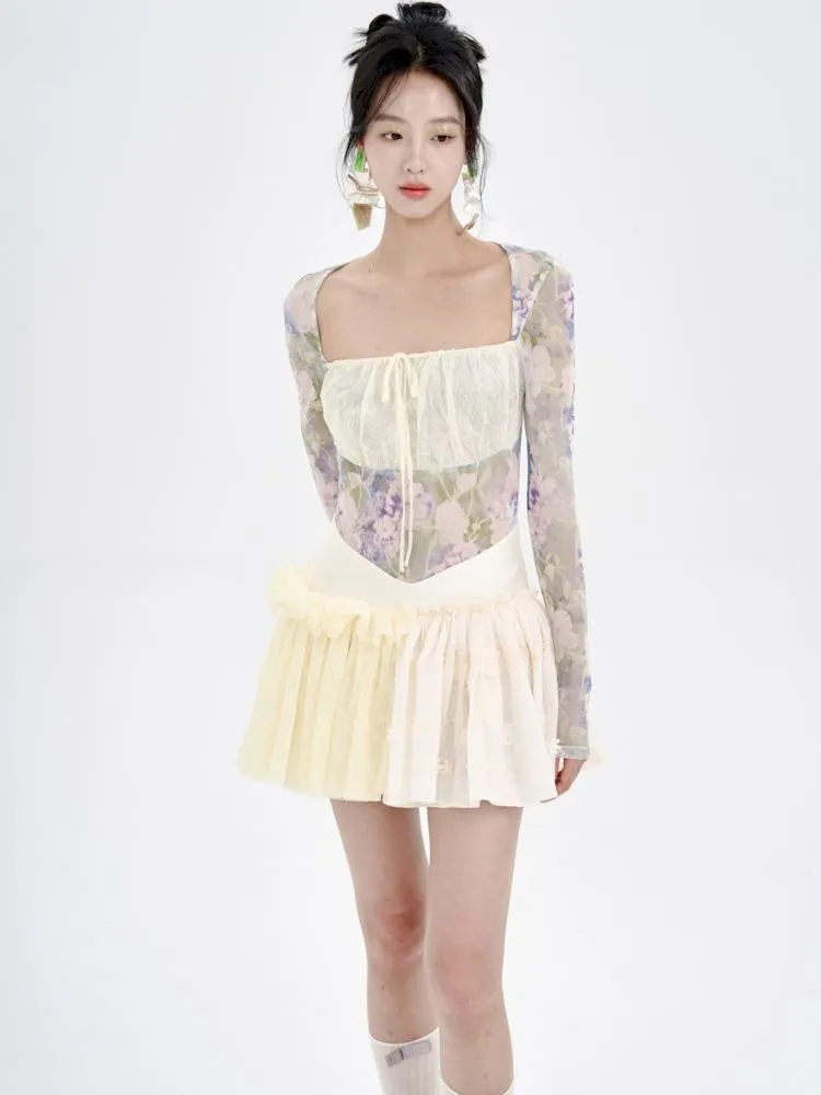 Embroidered Lace Patchwork Puffy Half Skirt【s0000008773】